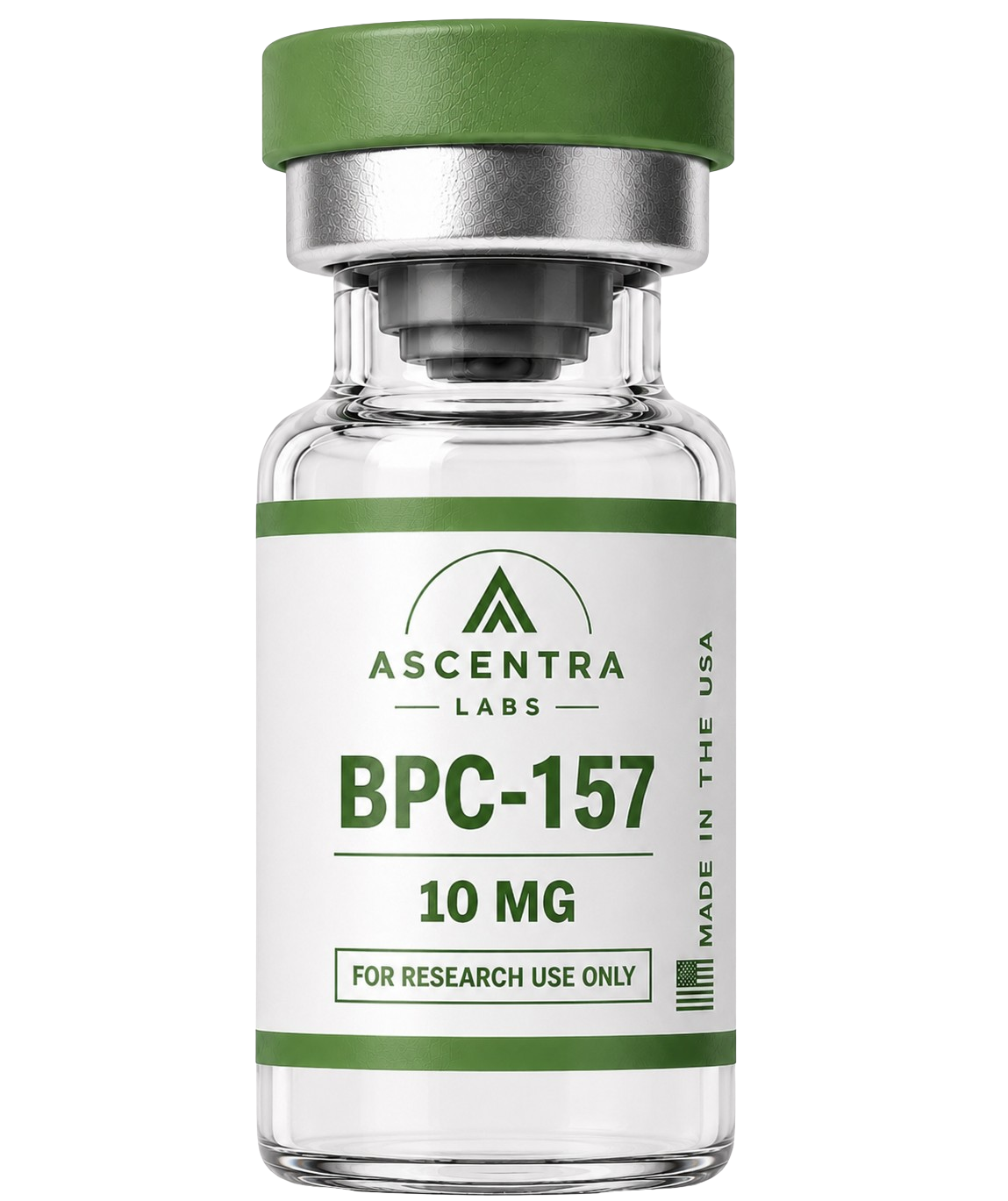 BPC-157 vial, BPC-157. (RUO) Research Use Only.