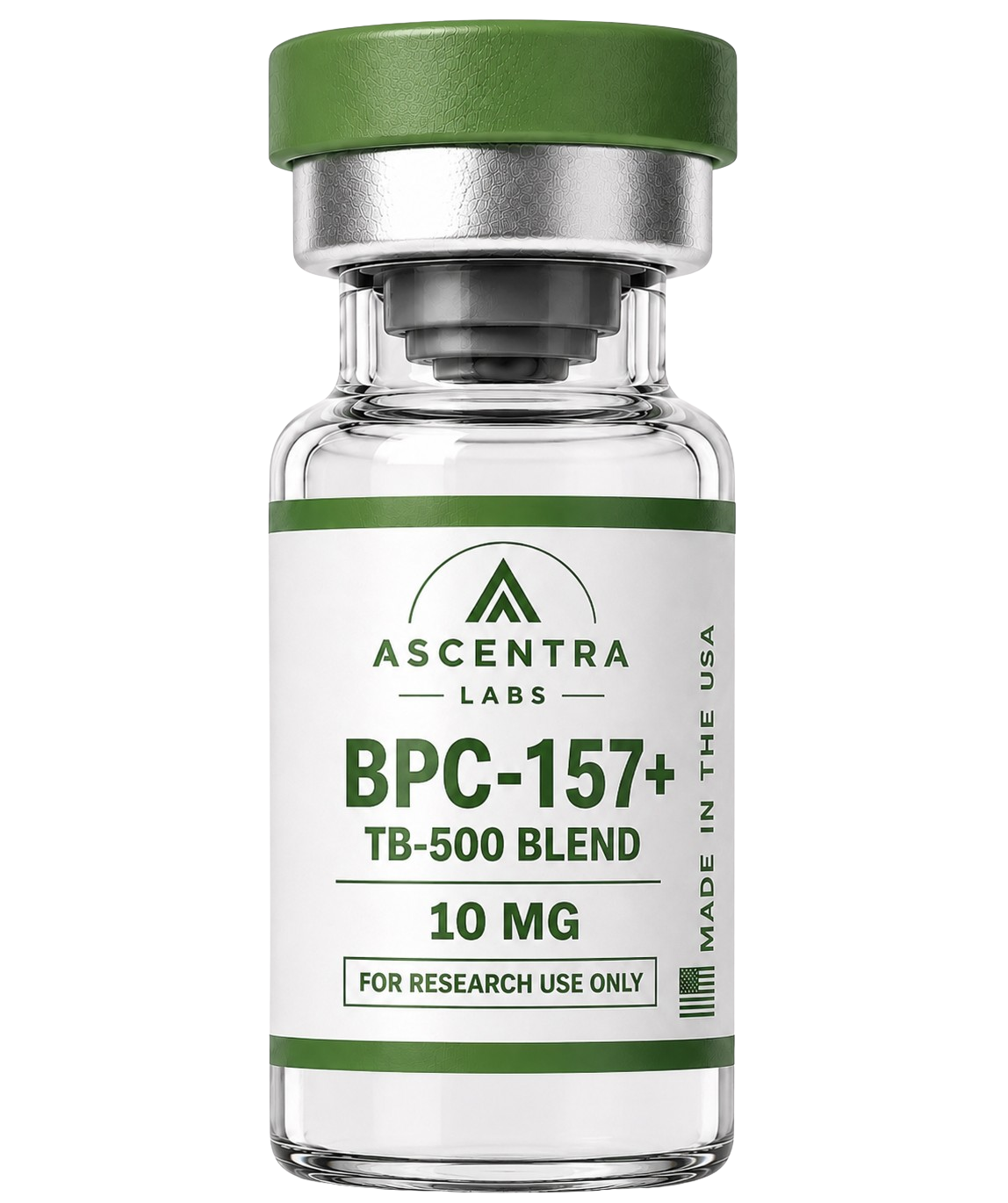 BPC-157-TB-500 vial, BPC-157 + TB-500. (RUO) Research Use Only.