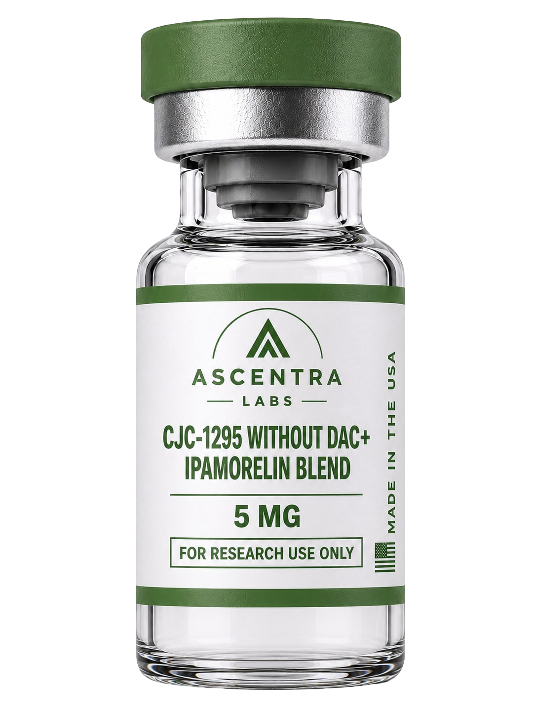 CJC-1295-IPAMORELIN vial, CJC-1295 / Ipamorelin. (RUO) Research Use Only.