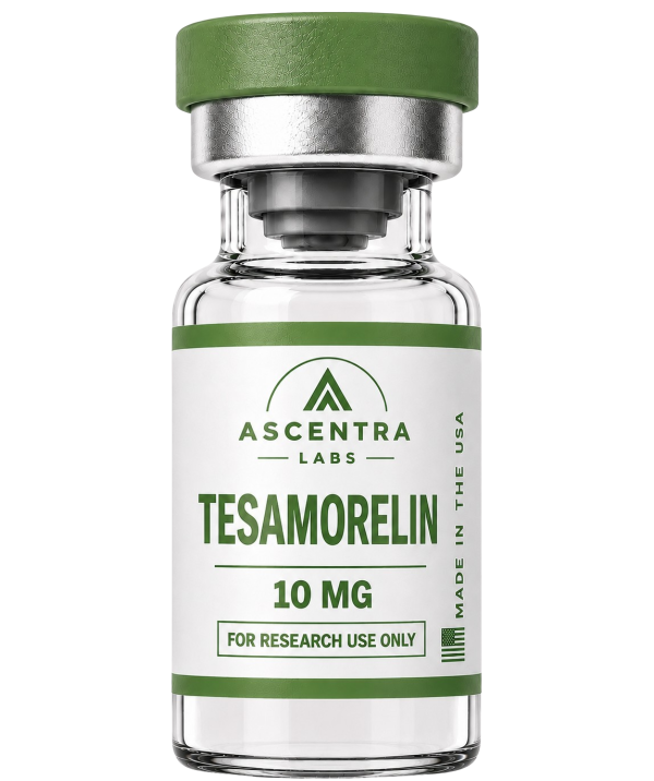 TESAMORELIN 10 mg vial, lyophilized powder. (RUO) Research Use Only.